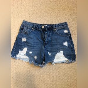 KanCan denim distressed cutoff shorts with striped details